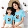 Летняя хлопковая футболка с коротким рукавом - Сотрудничество с Little Cat & Sheep, Комплект для мамы и дочери, Топ с коротким рукавом