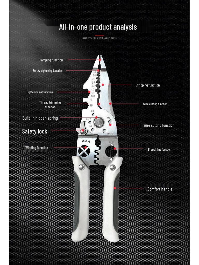 Универсальный 2025 Многофункциональный Электрик Инструмент для Зачистки и Обжима Проводов с Функциями Сгибания в Петлю и Резки Проводов