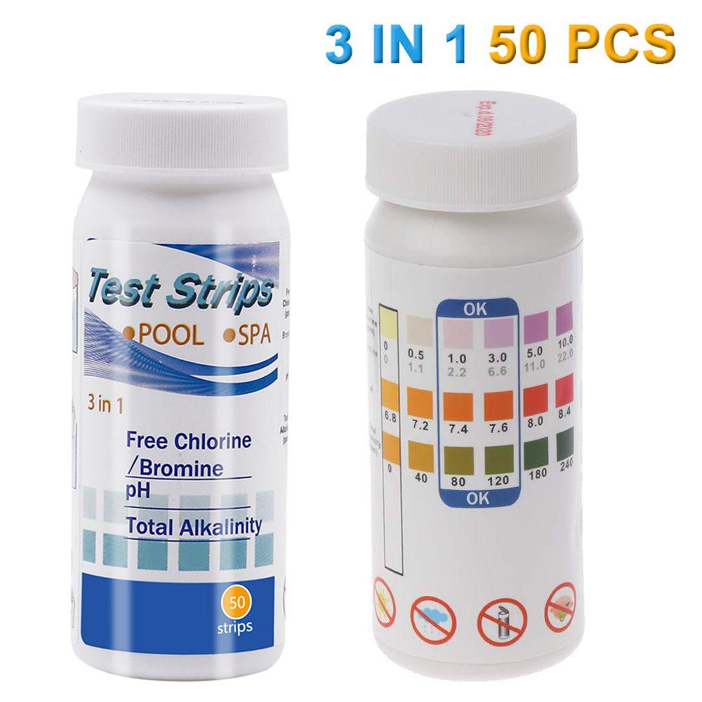 50pcs Swimming Pool Alkalinity Test Strips 3 In 1 Test Paper Water Test