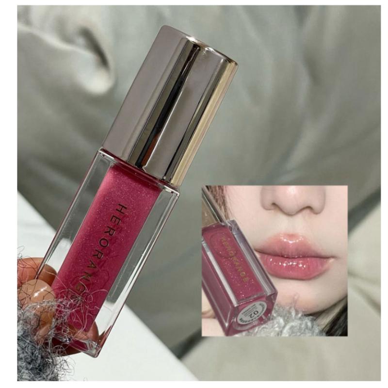 Herorange Clear Watery Lip Glaze Sparkling Mirror Lip Gloss Fine Shimmer For Plump Juicy Lips Watery Glaze Hydrating Lips