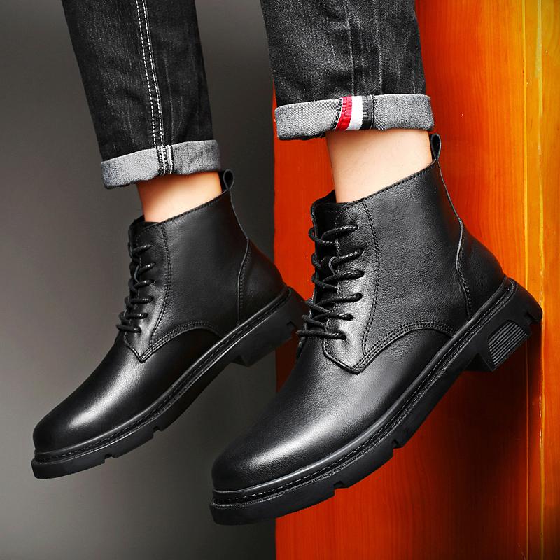 High Quality Men's Boots Winter Plus Velvet Leather Shoes Fashion Cotton Shoes Fashion Ankle Boots Business Casual Outdoor Shoes