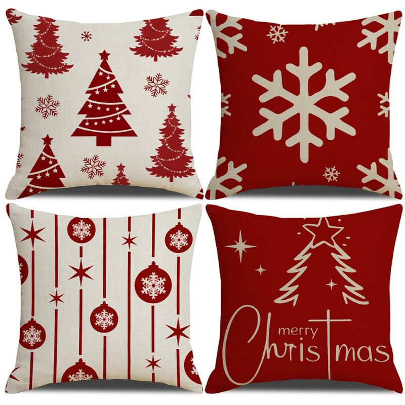 Festive Christmas Pillow Cover Set 45x45cm Short Plush Decorative Cushion Covers Sofa Bed Living Room Holiday Party