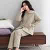 Winter pajamas women's new woven plaid clip padded jacket three-layer warm suit velvet thickened outer wear loungewear