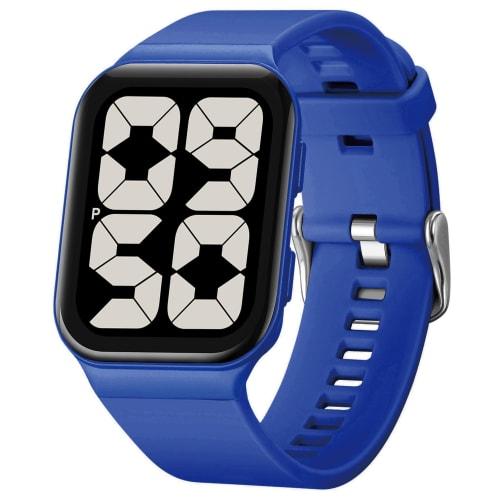 Zolohoni Men's Waterproof Digital Watch with Oversized Numerals, Blue, with Strap, for Seniors and Senior Women