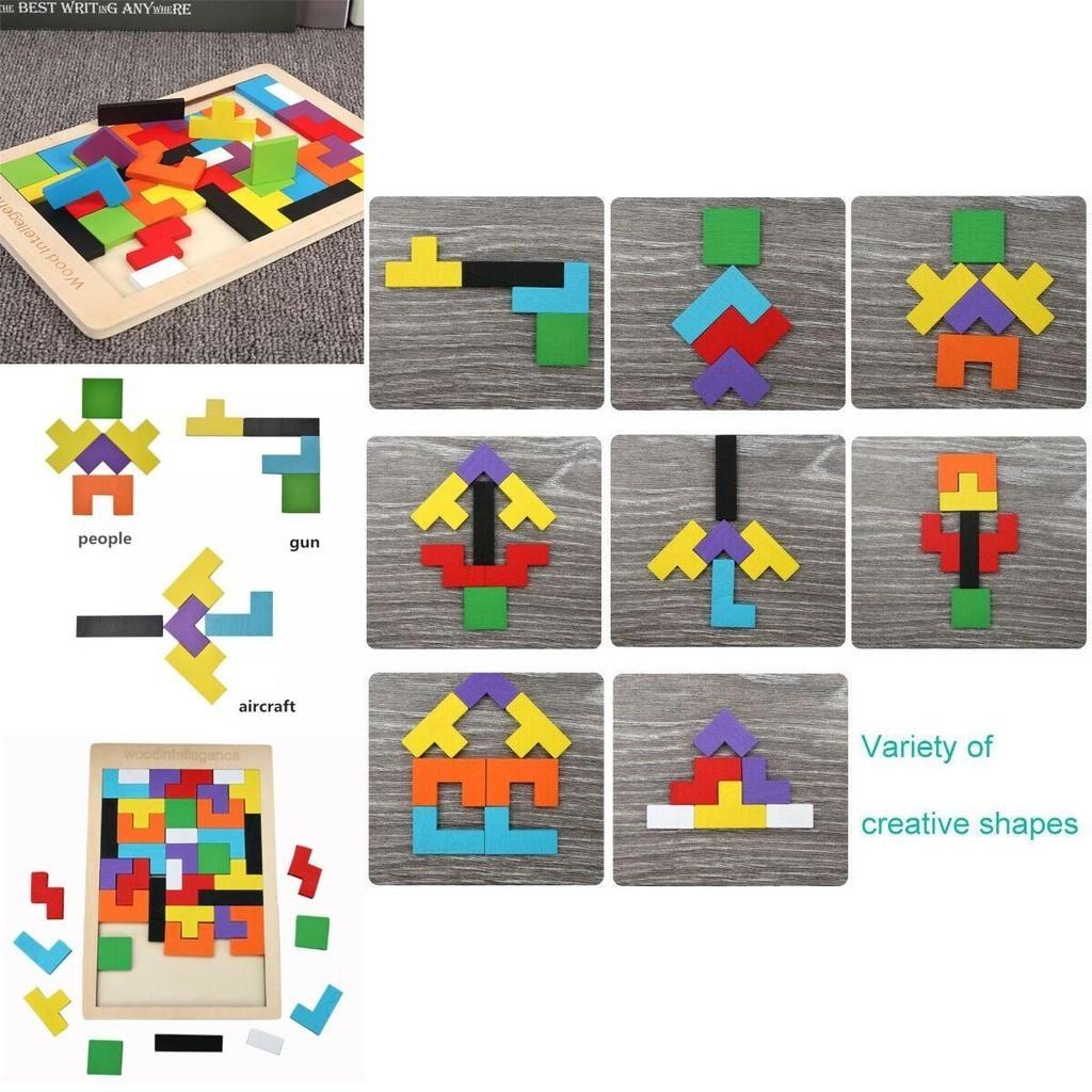 Увлекательные красочные деревянные развивающие игрушки тетрис для детей от 3 до 8 лет