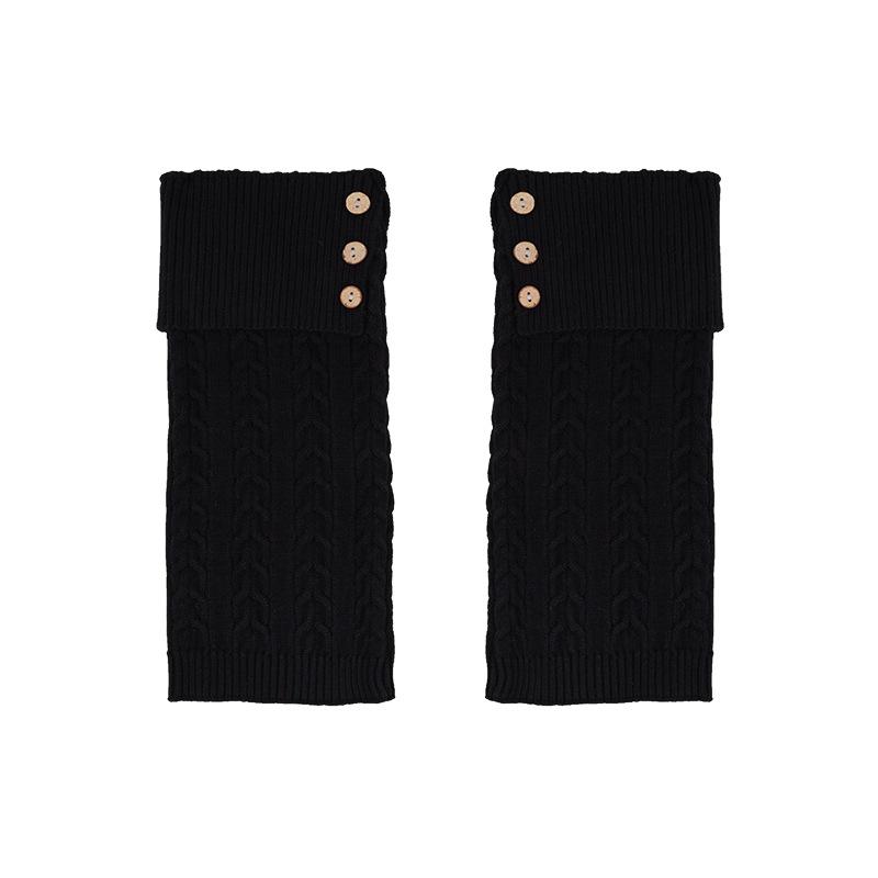 Autumn-Winter Merard Cable Knit Button Leg Warmers - Scrunched Mid-Calf, Thick, Warm, Japanese Retro Style.