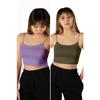 2-pack Women Black-white Rope Strap Cotton Crop Top Bustier Blouse Singlet