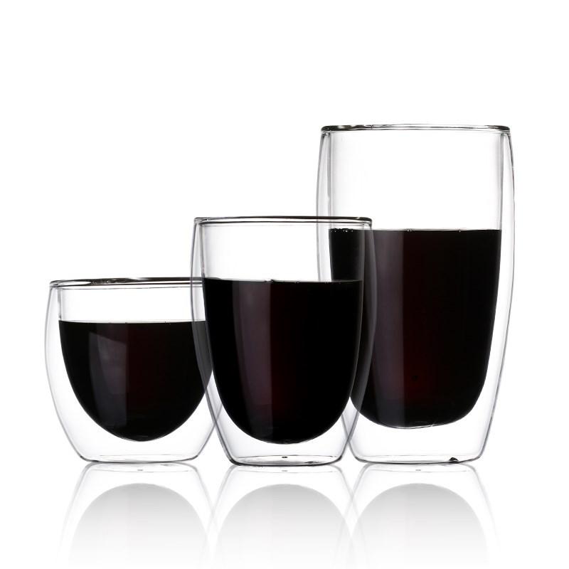 High Borosilicate Double-Walled Insulating Egg-Shaped Glass Cup for Coffee and Water