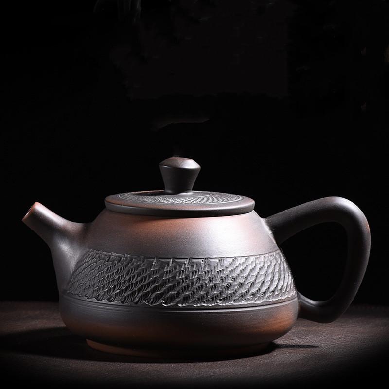 Фиолетовый керамический чайник, керамический чайник для кунг-фу, чайный сервиз, нож для прыжков, горшок для резьбы, одиночный горшок ручной работы