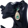 Women s Fashion Accessory Vintage Design Round Shape Drop Earrings Jewelry (Green)