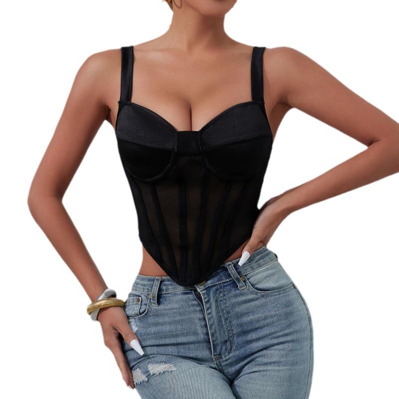 INS Mesh Fishbone Diamond See-Through Camisole