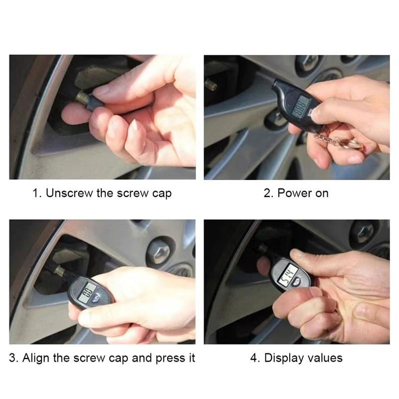 Digital Tire Pressure Gauge with LCD Display - Auto & Motorcycle Air Pressure Tester and Safety Alarm Tool