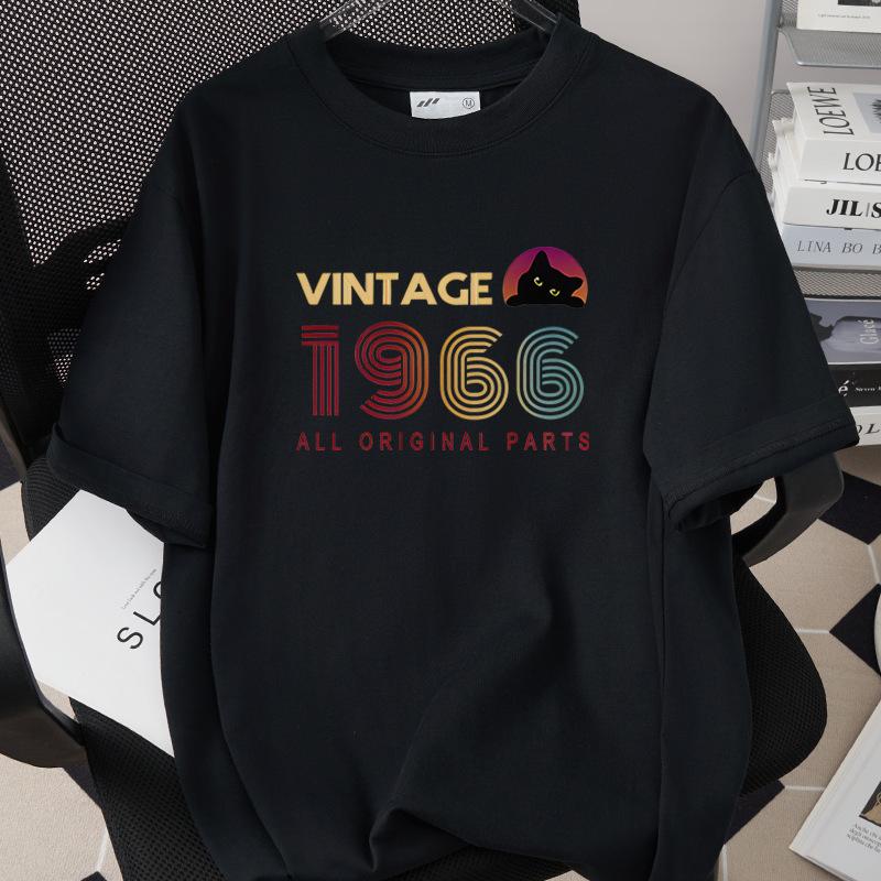 HighQuality Cotton TShirt for Unisex 1966 60th Birthday Unisex Loose Oversized Clothing O Neck Short Sleeve Tees Streetwear Top