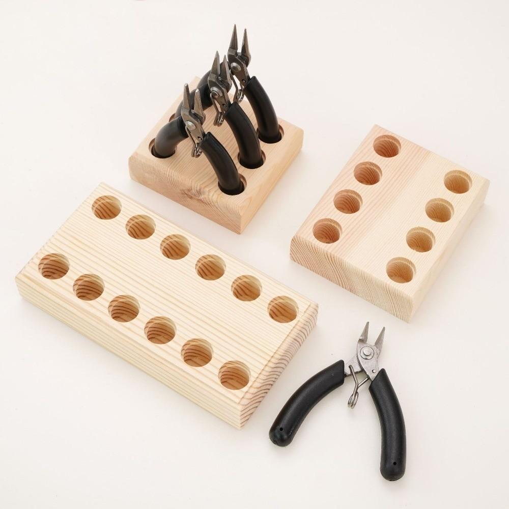 Wooden Tool Holder Non Slip Multi-slots Wood Stand Keep Neat Pliers Storage Holder  Craft Tool