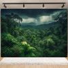 Tropical Jungle Wild Animal Backdrop Natural Green Forest Wall Hanging Tapestry Palm Trees Soaring Birds photography background