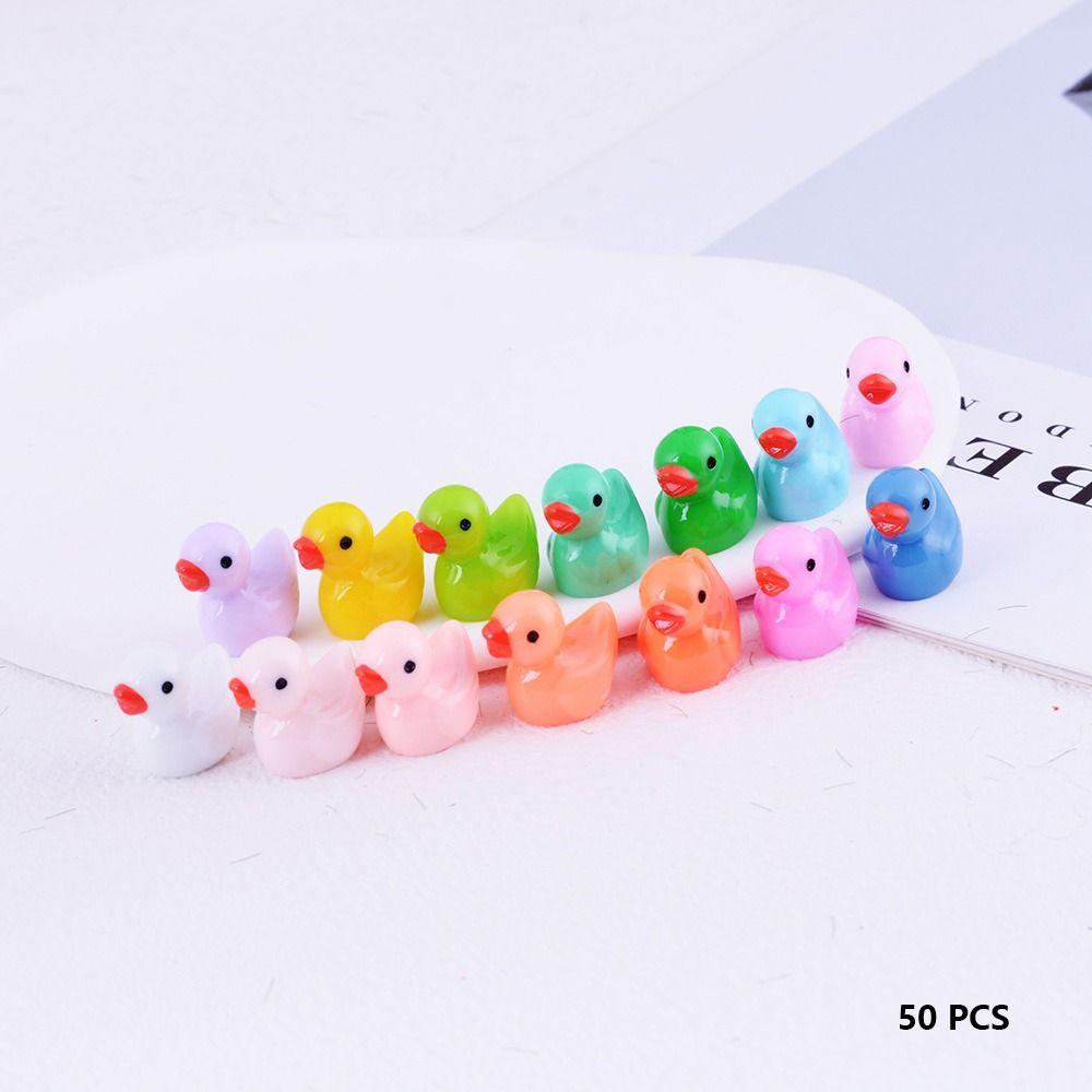 50pcs Mini Ornament Yellow Duck Resin Accessory Doll House Decor Miniature Figure Garden Decor