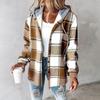 Women's Plaid Hooded Jacket Cozy Winter Coat, Casual Warm Outerwear for Fall and Winter