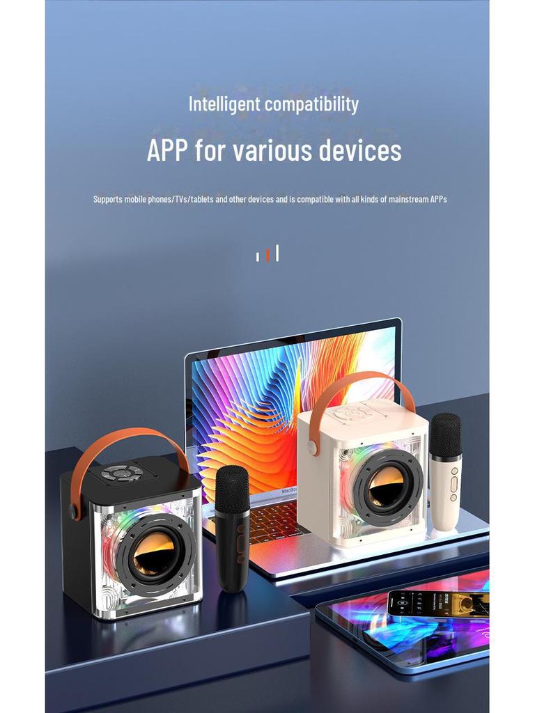 Bluetooth-динамик с высококачественным звуком, портативным микрофоном и светодиодной подсветкой для танцевальных вечеринок