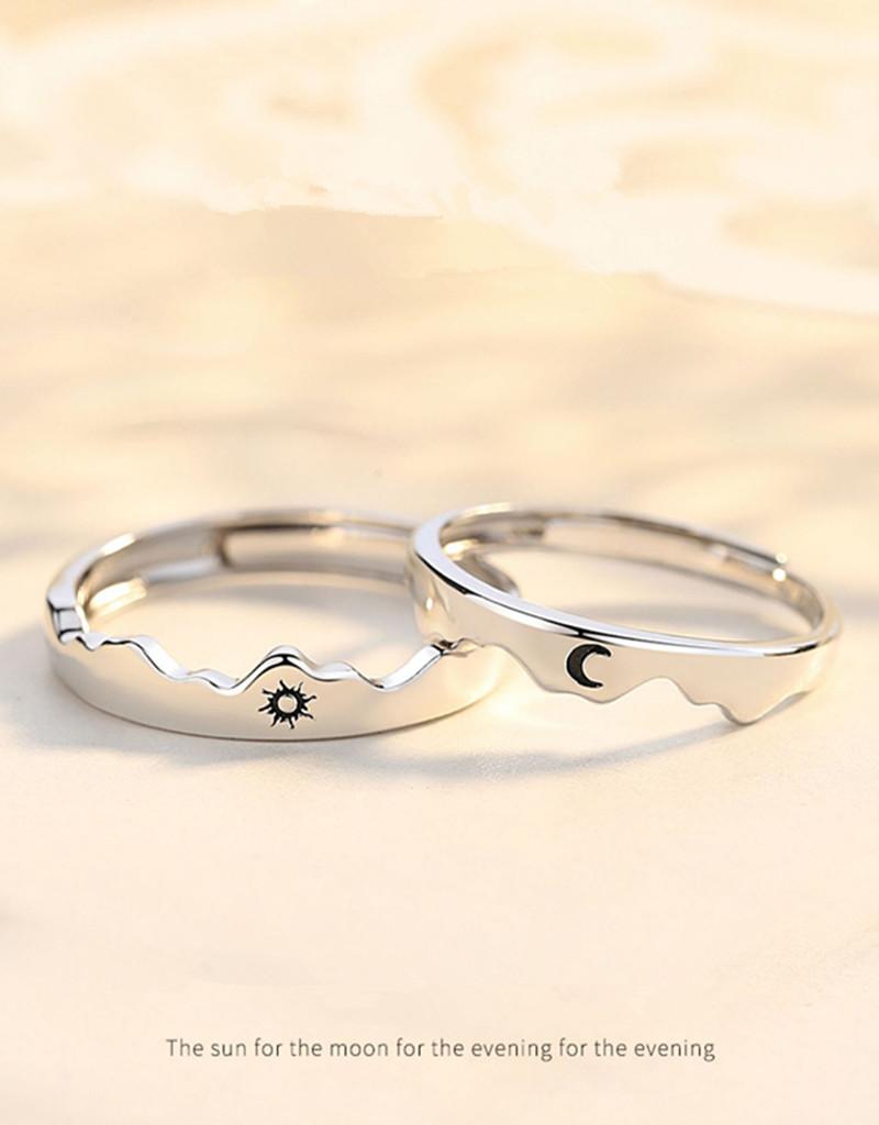 Набор из 2 колец для пары «Солнце и Луна», регулируемые кольца, кольцо для влюбленных, свадебные украшения, кольцо, подарок другу, подходит для большинства женщин и мужчин