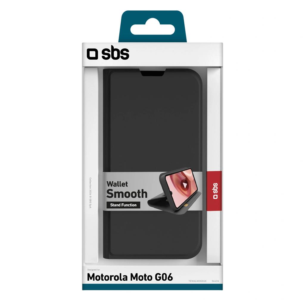 Sbs Smooth Wallet Case For Motorola Moto G06 With Flap Black High Quality
