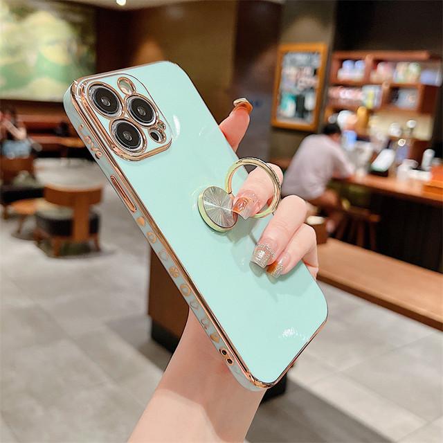 Мягкий чехол-держатель с кольцом для iPhone 14 13 12 11 Pro Max 13pro 14 Plus 14, противоударный бампер, гальваническая задняя крышка