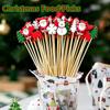 Christmas Bamboo Food Picks Santa Dessert Buffet Fruit Salad Christmas Decoration New Year Xmas Party Supplies