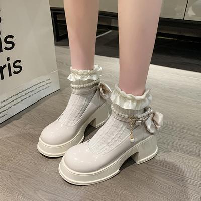 Весна/лето Туфли на высоком каблуке с юбкой Пряжки Туфли на высоком каблуке с жемчугом Туфли Мэри Джейн для женщин Банкетная повседневная деловая обувь для женщин