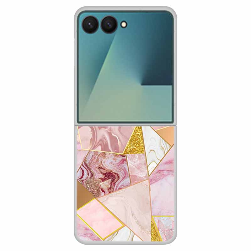 Чехол для SAMSUNG Z Flip 7 Чехлы Мраморный Прозрачный Жесткий ПК Задняя крышка телефона для Galaxy Z Flip7 5G Задняя крышка ZFlip7 Прозрачный корпус