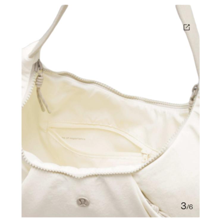 Lululemon Pleated 10L Brand Logo Wrinkle Detail Water-Resistant Shoulder Bag Women bags Light-Yellow Linen LW9EJRS-064771
