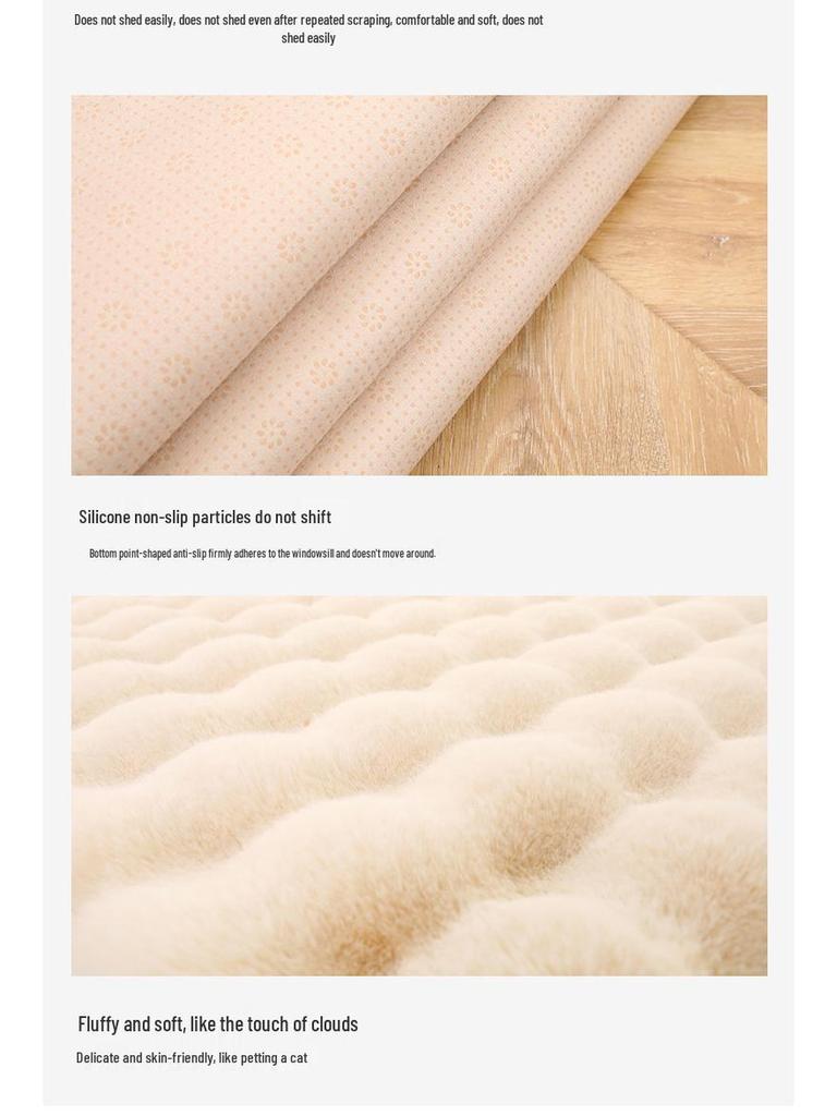 Cream Velvet Bubble Style Bedroom Carpet Mat