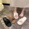 Bow Slippers Women's Summer New Ins Super Fire Thin Bottom Beach Sandals Fashion Versatile Skirt