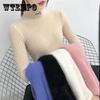 Mink Fleece Sweater Women's Solid Color Letter Embroidered Sweater Cropped Half Turtleneck Bottoming Shirt