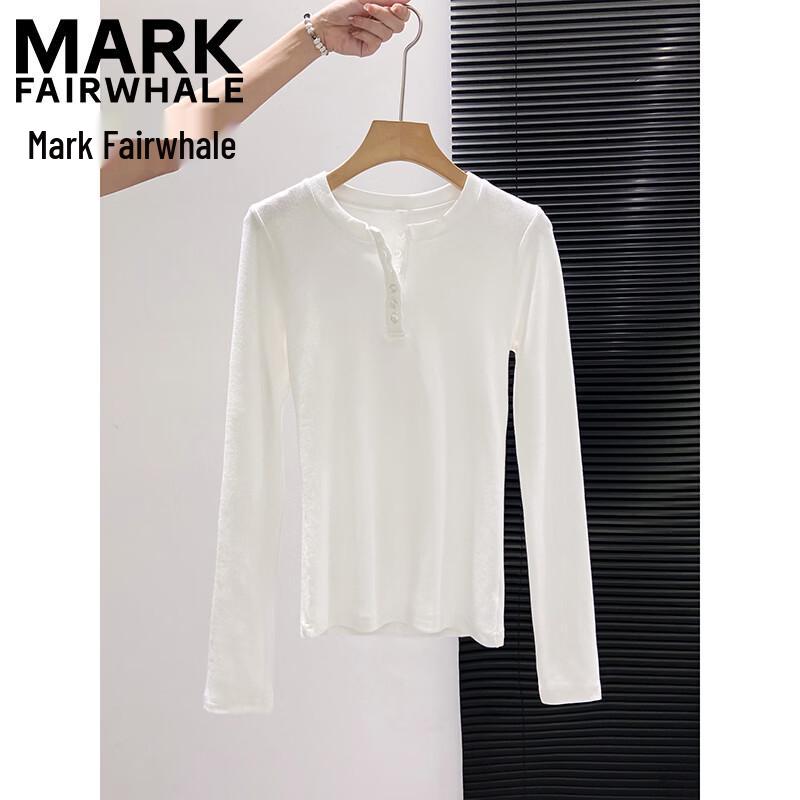 MARK FAIRWHALE Women's Long Sleeve Slim-Fit Henley T-Shirt