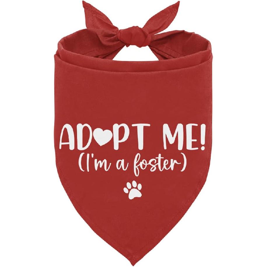 Adopt Me I'm a Foster Dog Bandana, Adopted Puppy Bandana Baby Dog Announcement Tie on Scarf, Blue Dogs Bandanas, Pet Scarf Accessories for Small
