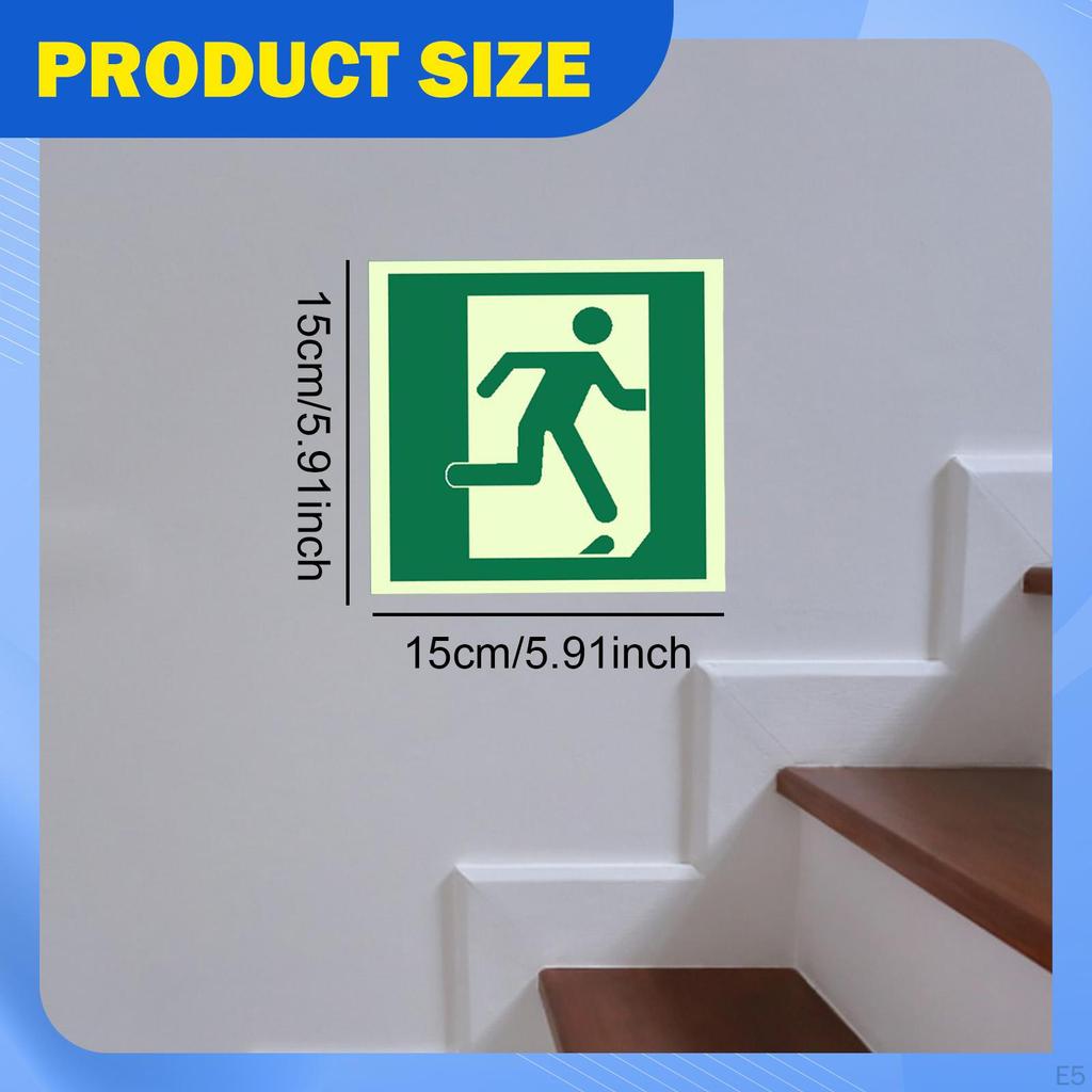 5 Pieces Exit Sign Stickers Waterproof 15x15 Cm for Commercial