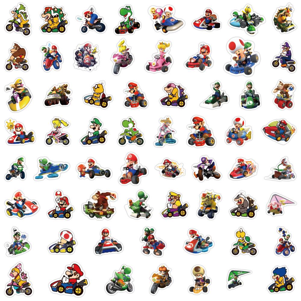 60 Новых Мультяшных Граффити Наклеек Mario Kart Декоративные Наклейки для Автомобиля Чехол для Мобильного Телефона Креативные Наклейки для Ручного Аккаунта