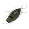 Multifunction 4 In 1 Safety Whistle Compass Thermometer Magnifier with Keychain Outdoor Travel Emergency Survival Kits