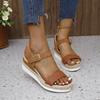 Wedge Heel Waterproof Table Woven Hemp Rope Sandals Women's New Large Size 43 with Buckle Women's Sandals