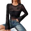 Женский топ с длинными рукавами из кружева и сетки с узором паутины