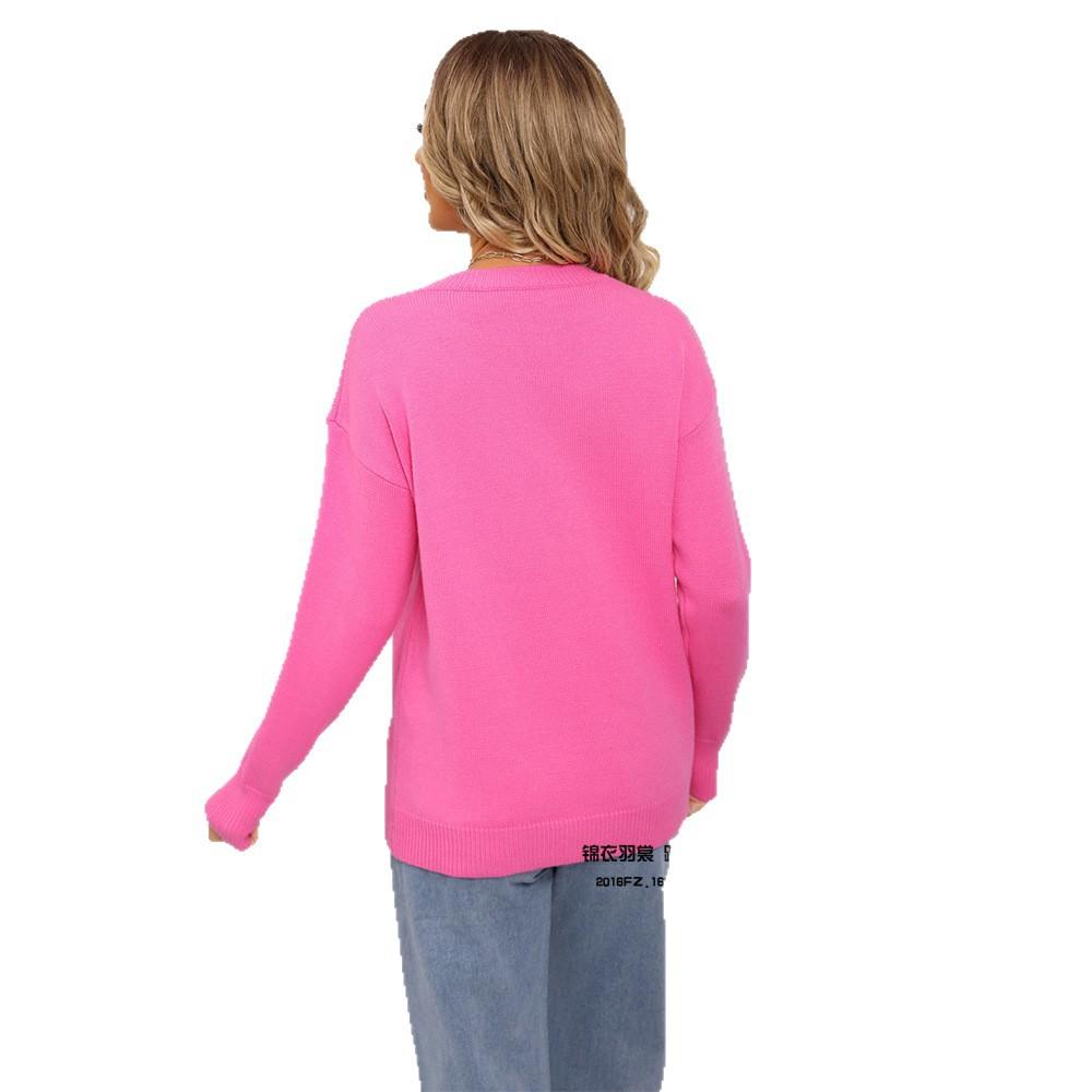 Осенне-зимний свитер с длинными рукавами в форме сердца, женский вышитый вязаный свитер свободного кроя