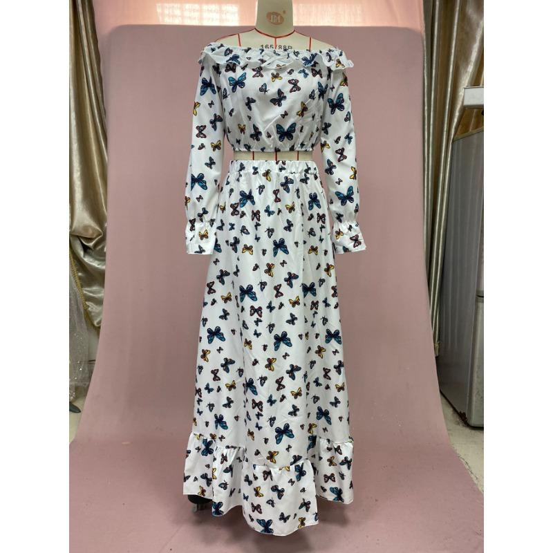 Женская летняя пляжная длинная юбка с большой юбкой и принтом бабочки