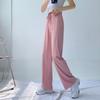 Большие размеры, широкие брюки из ледяного шелка для женщин, летние, тонкие, с высокой талией, свободные, с защитой от комаров, повседневные, прямые брюки до пола