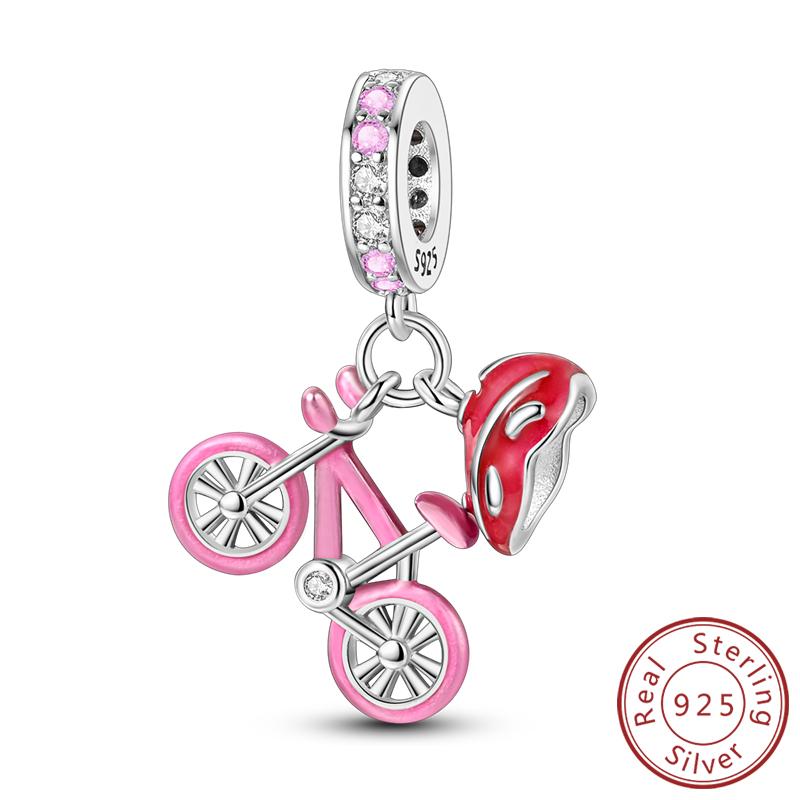 Оригинальные шармы-бусины Медь Эйфелева башня Париж Машина Карта Замок Шармы для путешествий Подходят для подвесок-браслетов Женщины DIY Изготовление ювелирных изделий