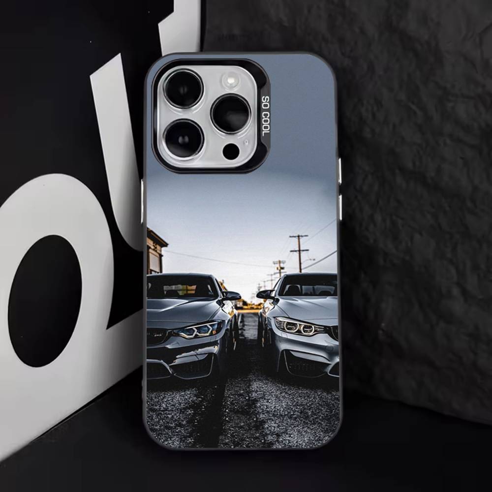 Черно-белый для B-BMW Чехол для телефона Для iPhone 16,15,14,13,12,11,8,7,Pro,Max,Plus,Mini,XS,SE Противоударный Черный Матовый Жесткий