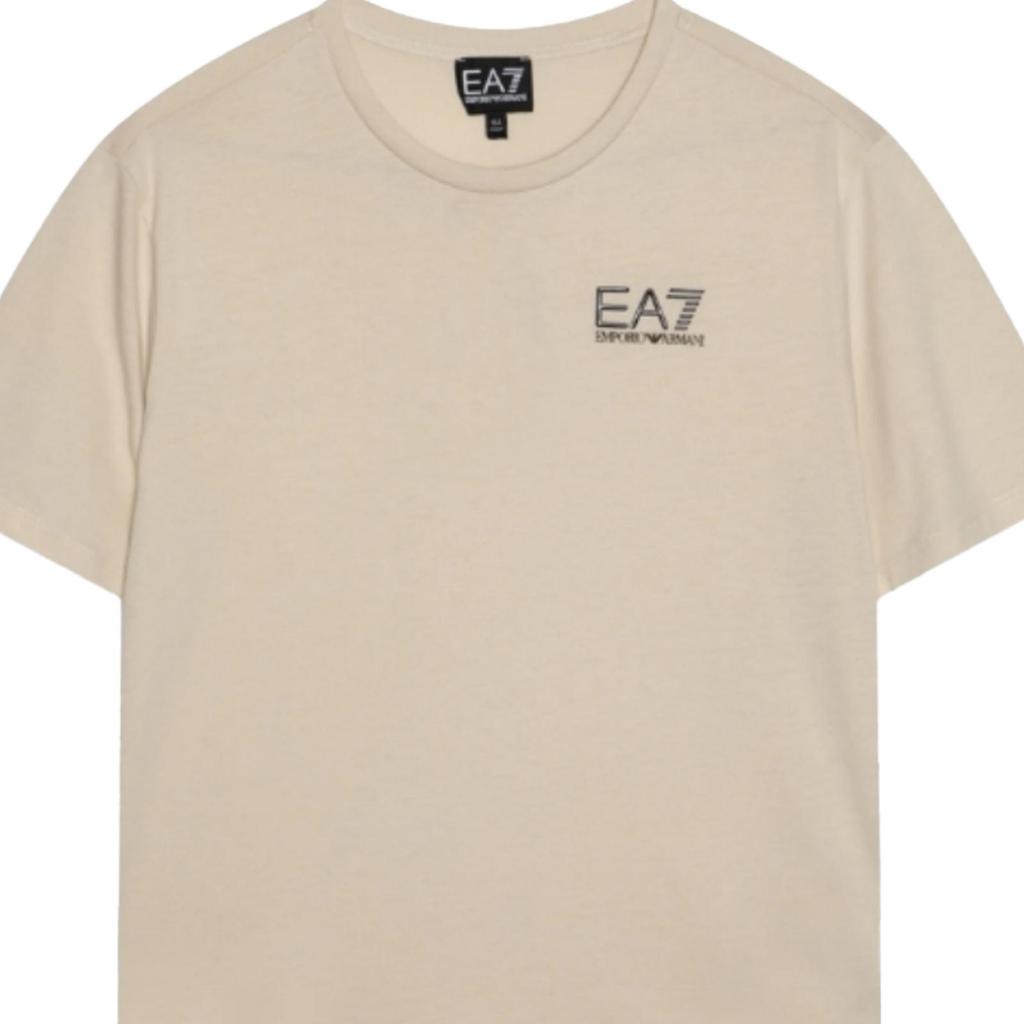 Emporio Armani Ea7 Однотонная футболка с круглым вырезом и буквой, повседневная, с коротким рукавом, унисекс, бежевая 3DUT06-PJVBZ-1946
