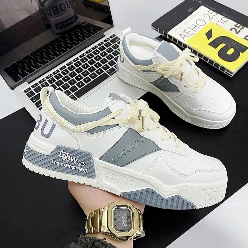 Fashion Designer Shoes Men Casual Platform Sneakes Two-tone Lace Up Trainers Fashion Student Sneakes Mens Vulcanized Tenis Masculino544