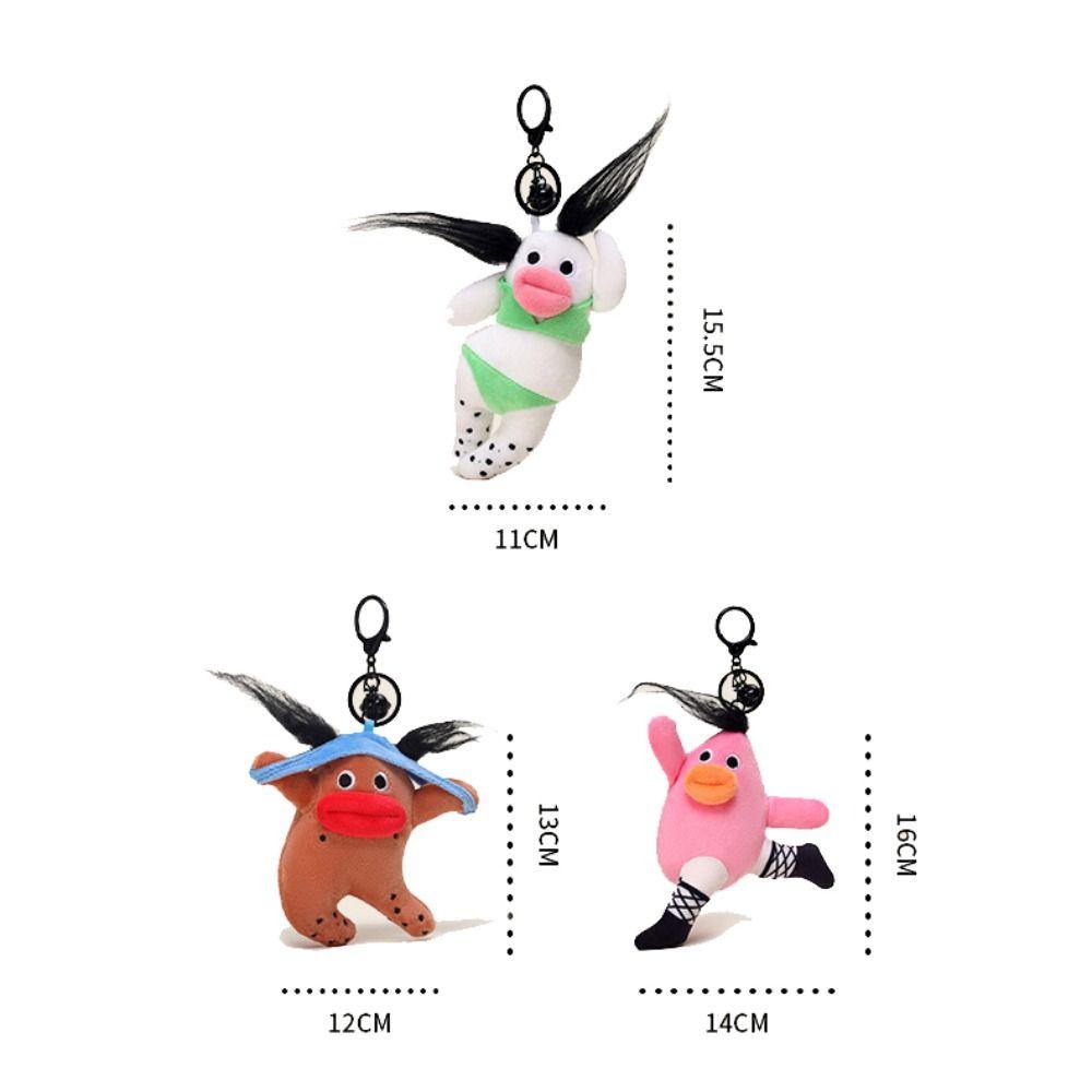 Stuffed Big Eyes Fabric Doll Key Chain PP Cotton Ugly Doll Pendant  Unisex