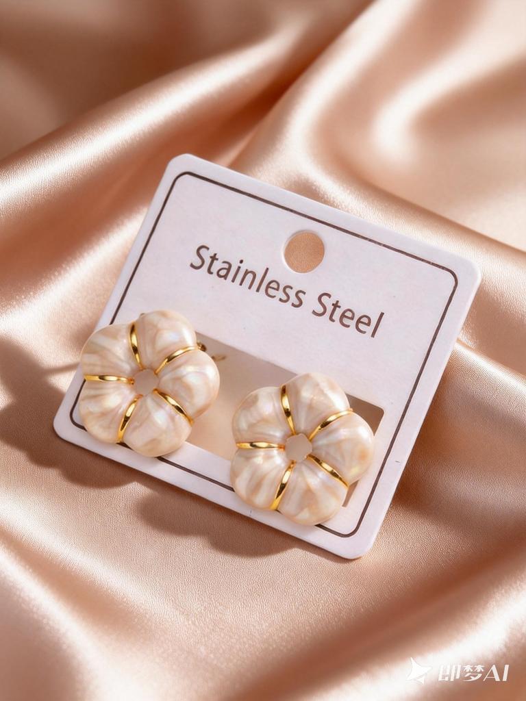 Vintage Delicate White Enamel Flower Stud Earrings, Minimalist Fashion Stainless Steel Piercing Aesthetic Jewelry for Women