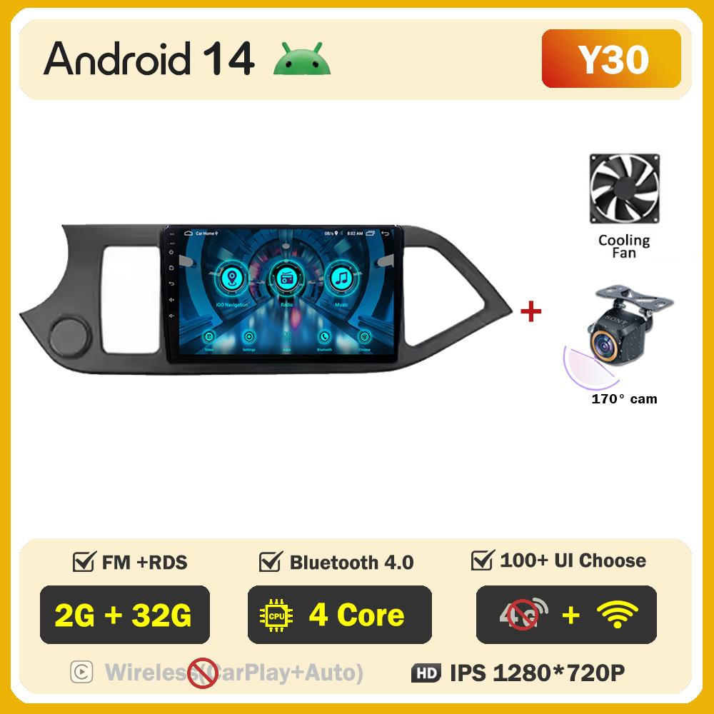 2din Android 15 Carplay autoradio Multimidia lecteur vidéo pour KIA PICANTO matin 2011-2016 Navigation GPS IPS unité principale