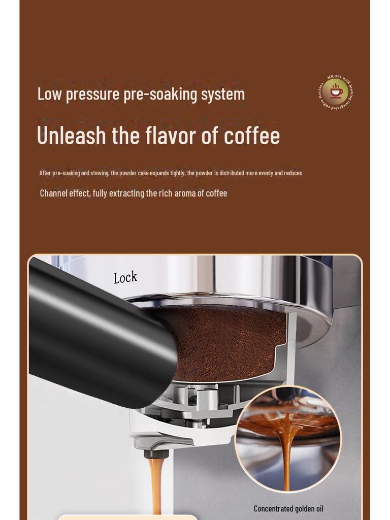20-Bar Italian Coffee Machine with Integrated Milk Frother